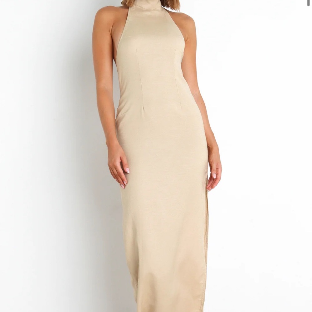 Linen Beige Halter Dress